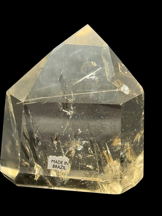 High-Quality Rutilated Citrine Crystal Point – 3.8” Tall, 328g, Silver Rutiles, Great Clarity