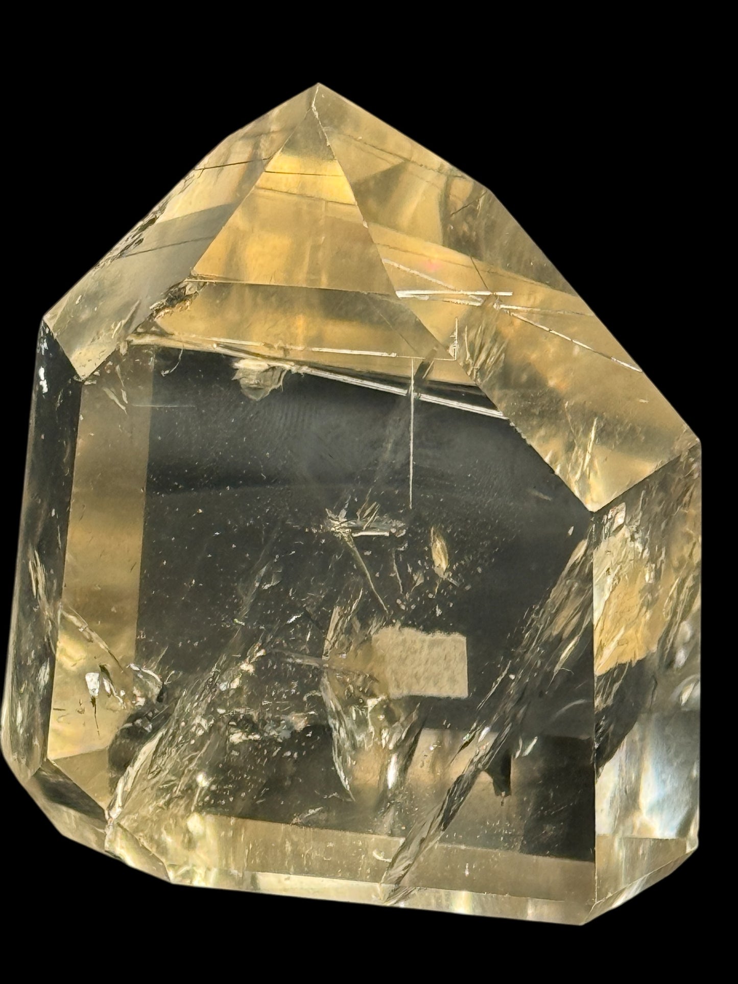 High-Quality Rutilated Citrine Crystal Point – 3.8” Tall, 328g, Silver Rutiles, Great Clarity