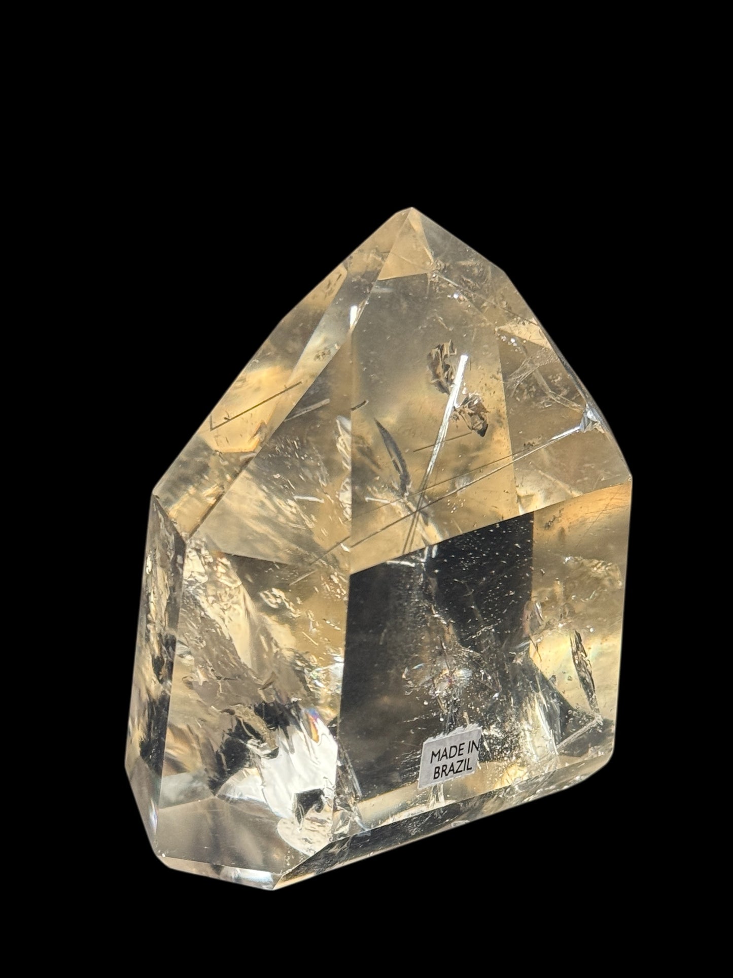 High-Quality Rutilated Citrine Crystal Point – 3.8” Tall, 328g, Silver Rutiles, Great Clarity