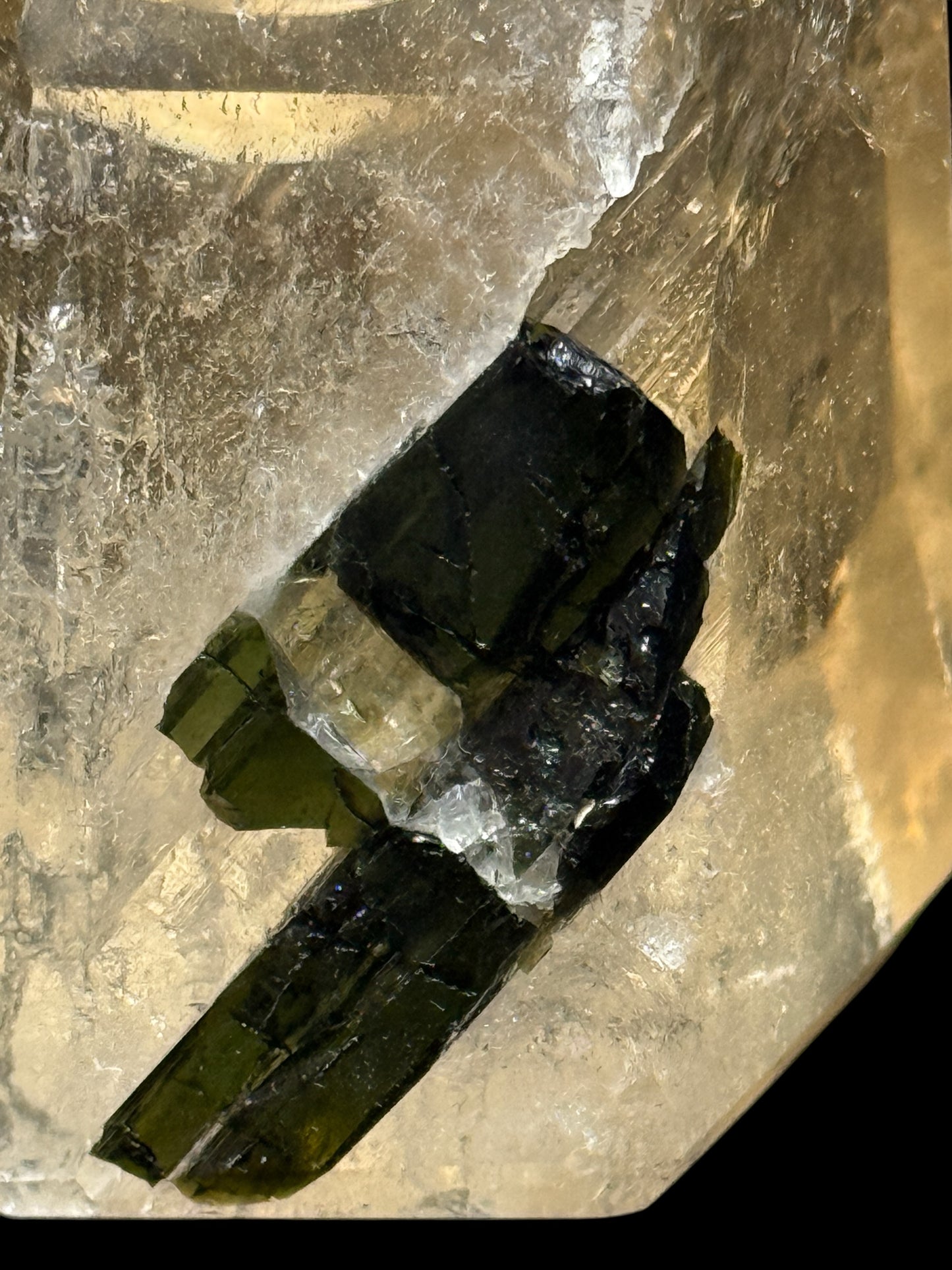 Rare High-Quality Citrine Point with Green Tourmaline Penetrator – 401g, 3.5” Tall, Collector’s Piece