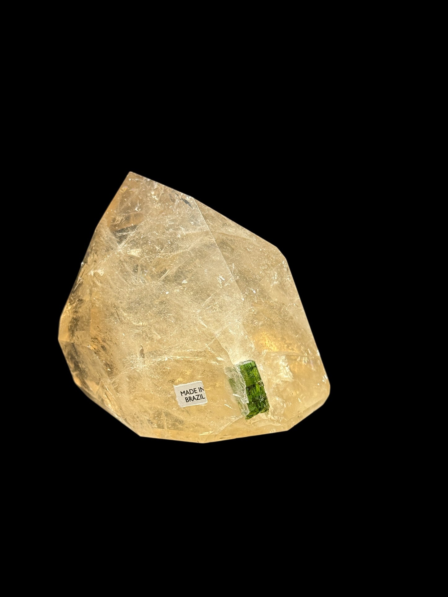 Rare Natural Citrine with Green Tourmaline Inclusion – 4” | 658g | Powerful Healing Crystal
