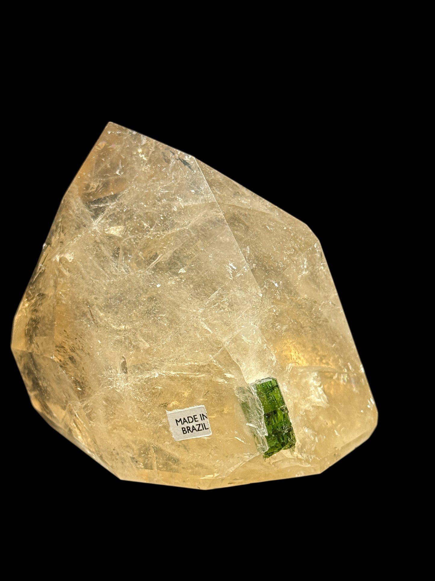 Rare Natural Citrine with Green Tourmaline Inclusion – 4” | 658g | Powerful Healing Crystal