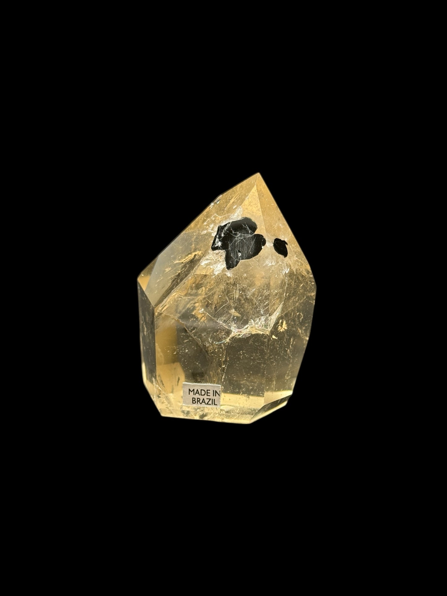 Rare Natural Citrine Point with Tourmaline Inclusions – AAA Grade, 131g, 2.8" Tall Crystal Tower