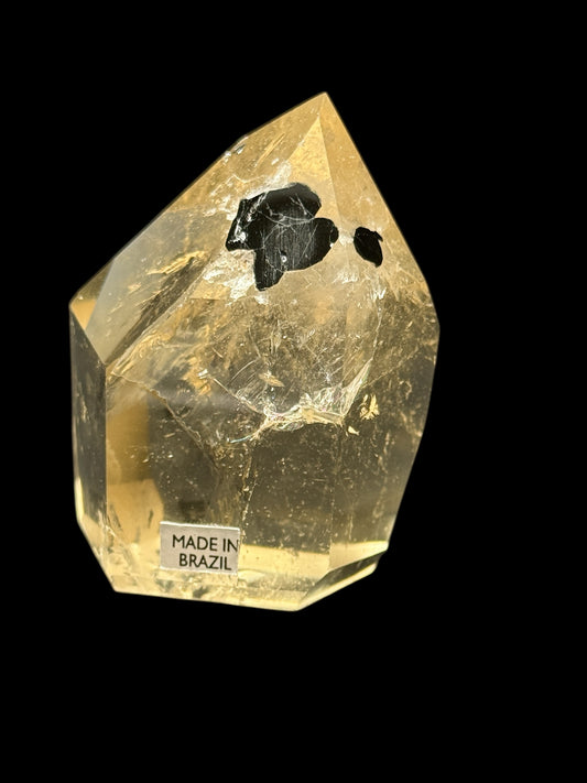 Rare Natural Citrine Point with Tourmaline Inclusions – AAA Grade, 131g, 2.8" Tall Crystal Tower