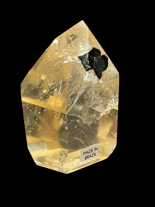 Rare Natural Citrine Point with Tourmaline Inclusions – AAA Grade, 131g, 2.8" Tall Crystal Tower