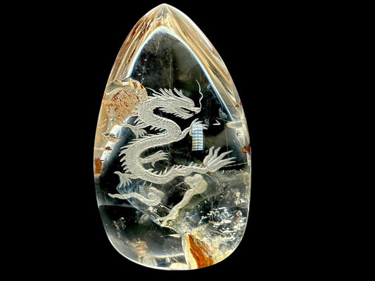 Beautiful Hand carved Clear Quartz Dragon Carving , home decor, gift