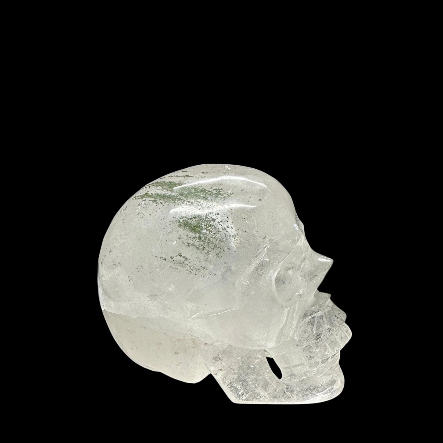Rare Himalayan Quartz Green Phantom Skull, Himalayan Quartz crystal skull with green phantom
