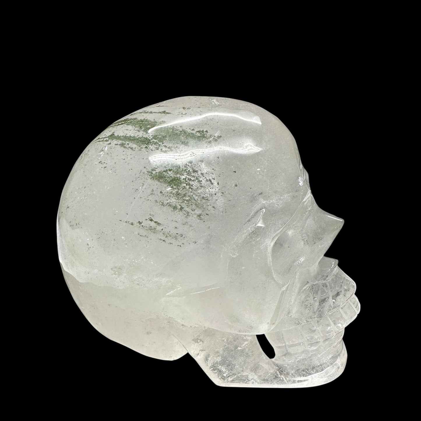 Rare Himalayan Quartz Green Phantom Skull, Himalayan Quartz crystal skull with green phantom