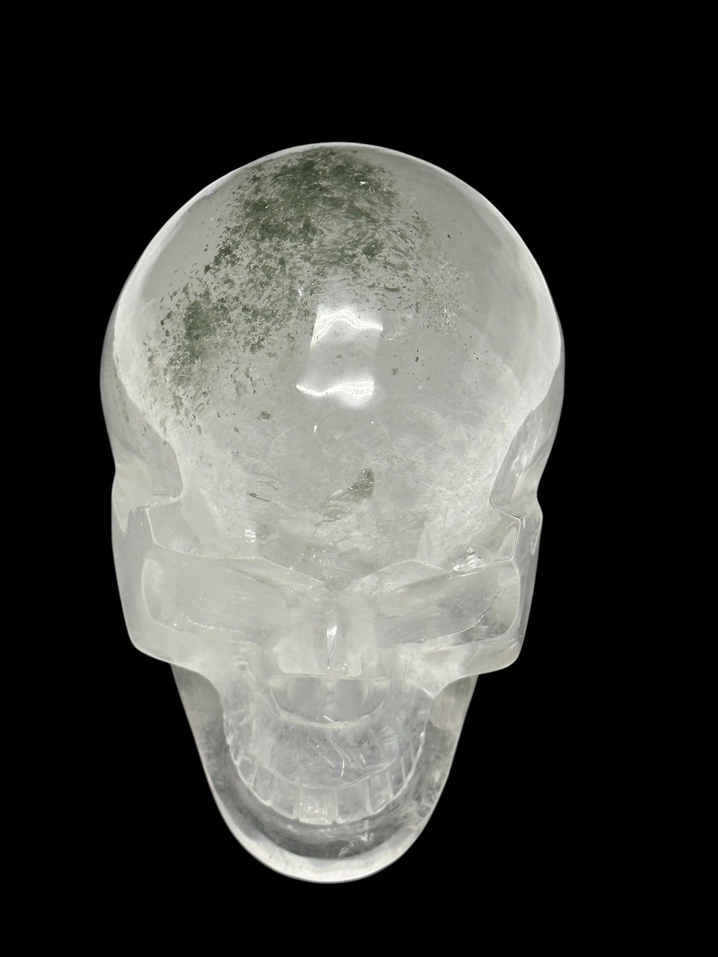 Rare Himalayan Quartz Green Phantom Skull, Himalayan Quartz crystal skull with green phantom
