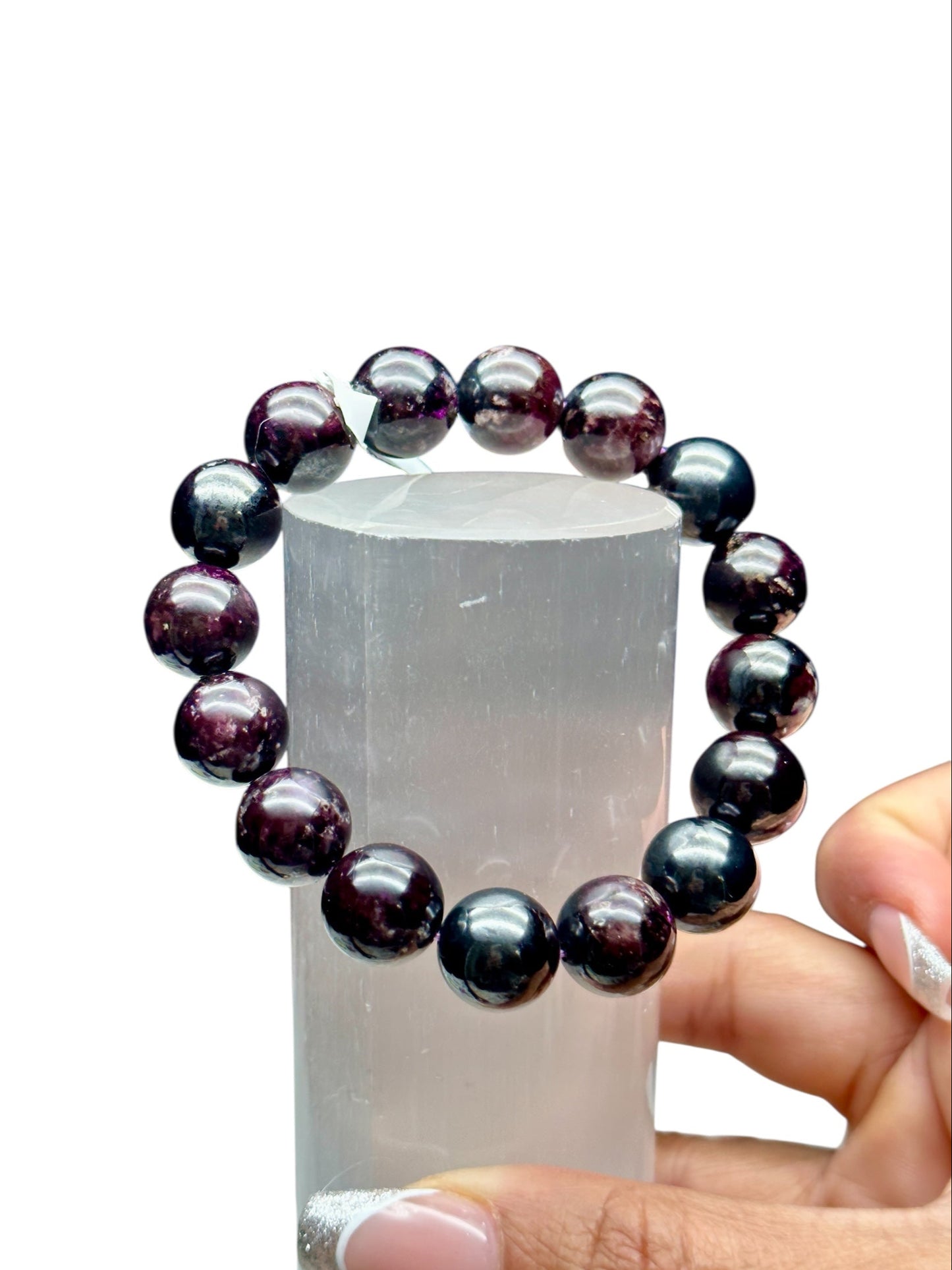 High-Quality Dark Purple Sugilite Bead Bracelet – 13mm Round Natural Gemstone Beads, Rare Crystal Bracelet
