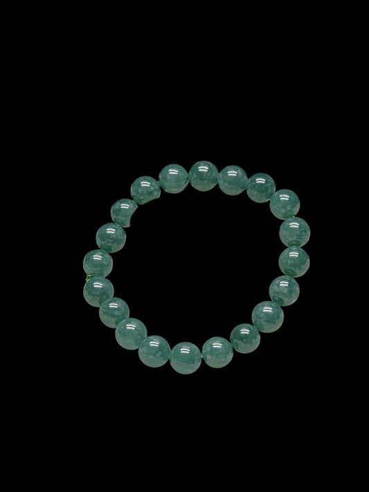 High-Quality Blue Water Jadeite Bracelet – 9mm Natural Jade Beads, Calming & Elegant