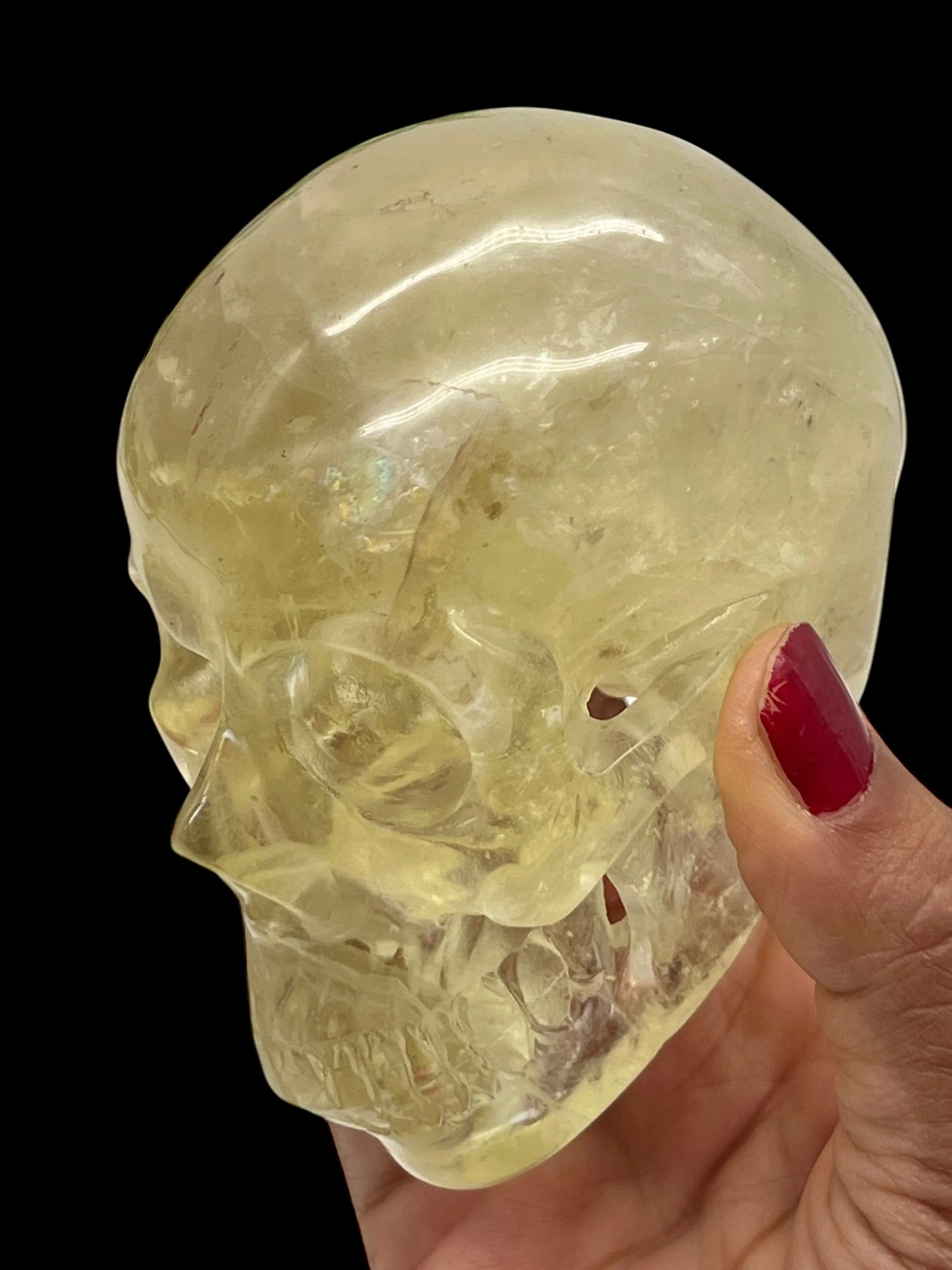 High quality Citrine Carved Crystal Skull, Citrine Skull  carving - 3 inches tall
