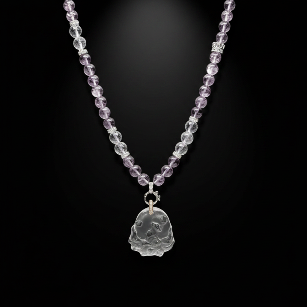 Amethyst Nine-Tail Fox Necklace Studio Shot