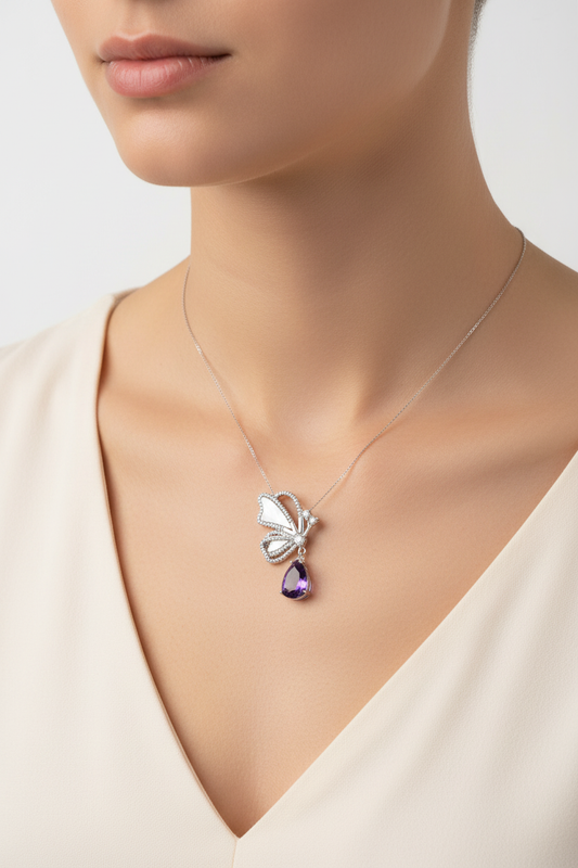 Butterfly Amethyst Pendant Lifestyle Shot