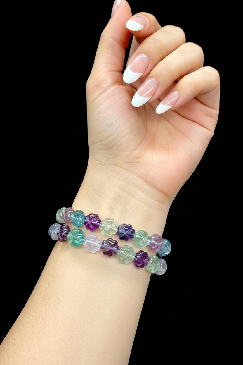 Fluorite Flower Bracelet - Worn