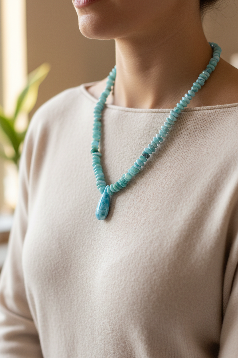 Larimar Necklace Lifestyle Shot