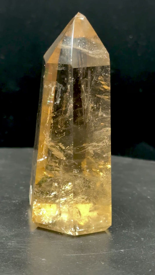 AAA Grade Citrine Crystal Point – 241g, 4.3 Inches | Natural Golden Quartz Tower for Abundance & Energy