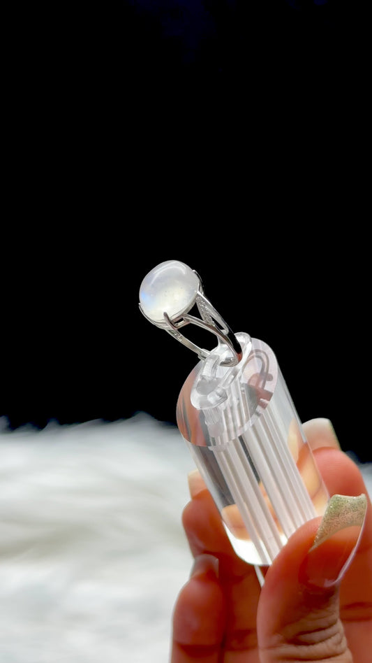 Moonstone Crystal Ring – Sterling Silver, Adjustable Size, Handmade Gemstone Jewelry