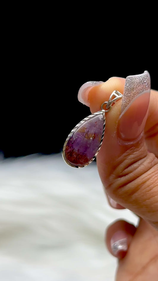 Grade AAA Auralite 23 Drop Pendant – Sterling Silver Setting | Rare Crystal Energy Necklace