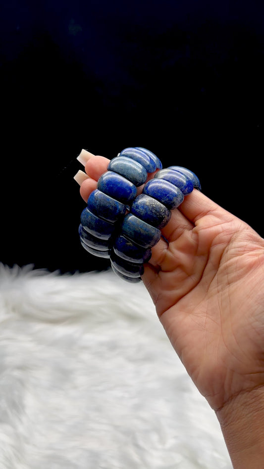 Lapis Lazuli Crystal Bangle Bracelet – Natural Deep Blue Stone, Timeless & Elegant Design