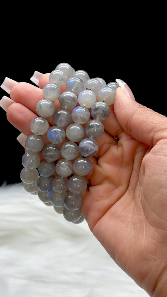 High-Quality Blue Flash Labradorite Crystal Bracelet – 11mm Natural Gemstone Beads