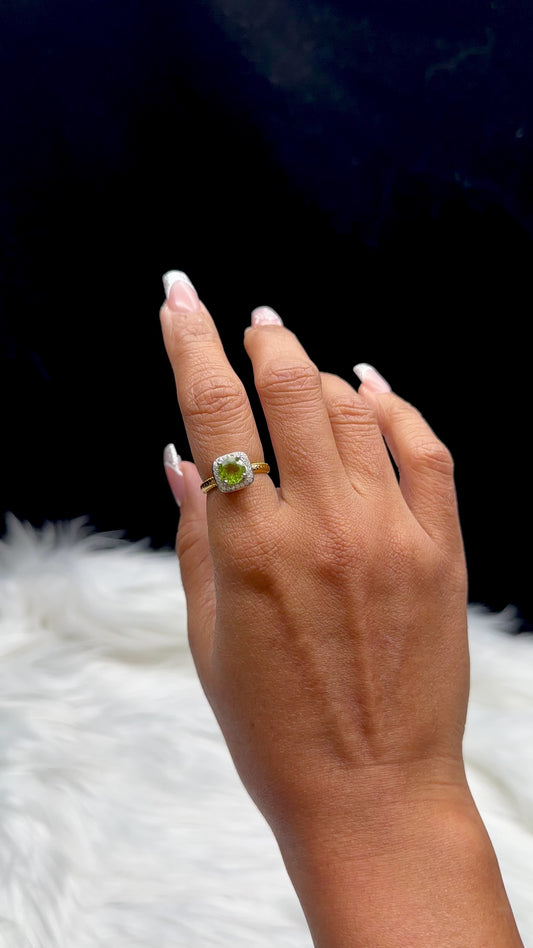 High-Quality Peridot Crystal Ring – Sterling Silver, Adjustable Size, Natural Gemstone