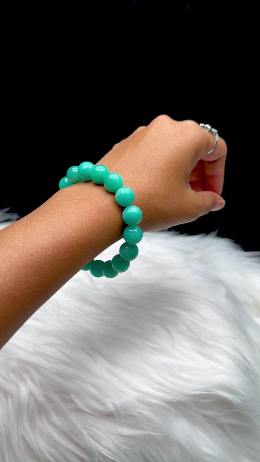 High-Quality Amazonite Crystal Bracelet - 12mm Round Beads