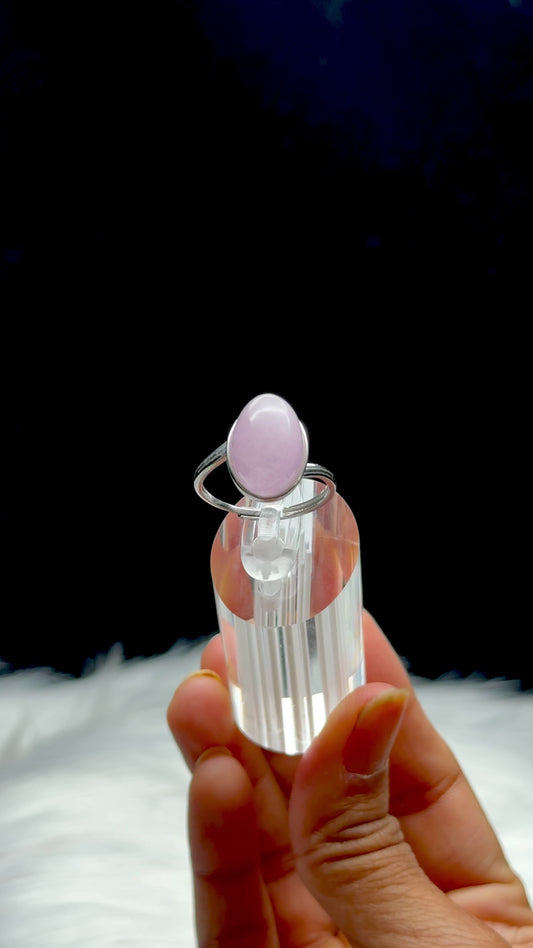 Genuine Rose Quartz Crystal Ring in Adjustable Sterling Silver Setting - Love and Harmony Infused