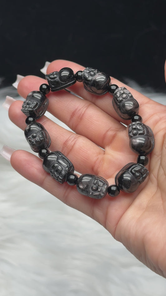 Hypersthene Pixiu Bracelet – 16mm Crystal Protection Bracelet for Wealth & Energy