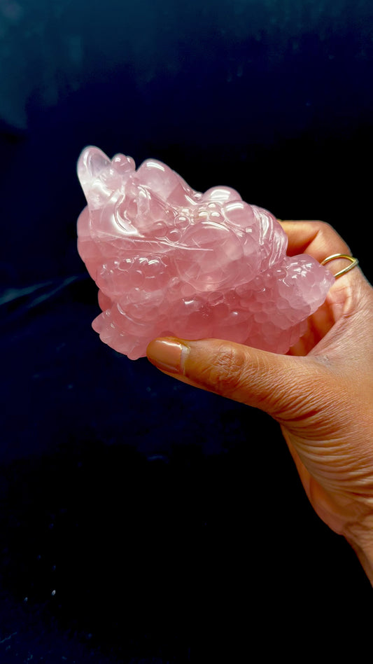 Super High Quality Rose Quartz Money Toad Crystal Carving