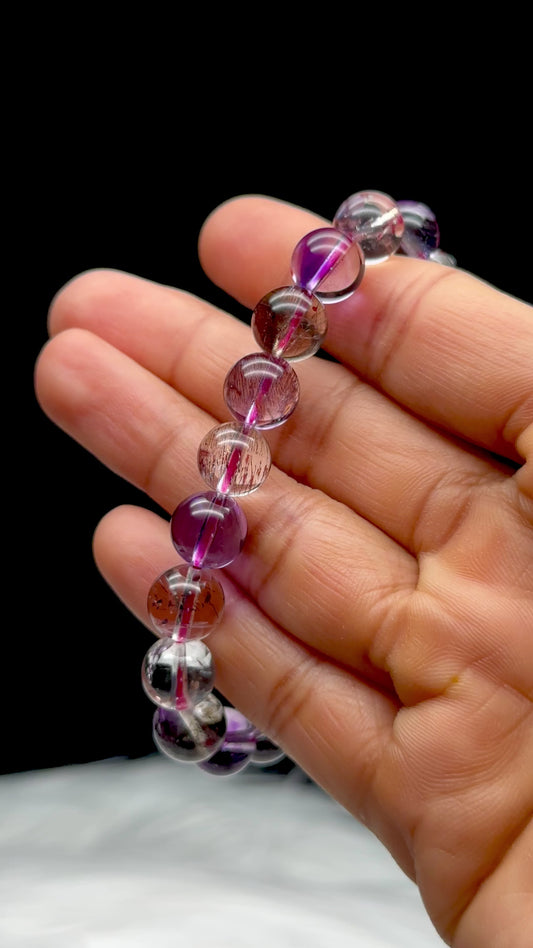 High Quality Rutilated Super 7 Crystal bracelet- 8mm bead size