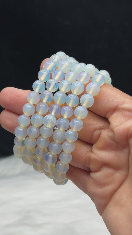 Natural Opal Crystal Bracelet - Healing Energy and Intuitive Connection - 9mm Beads