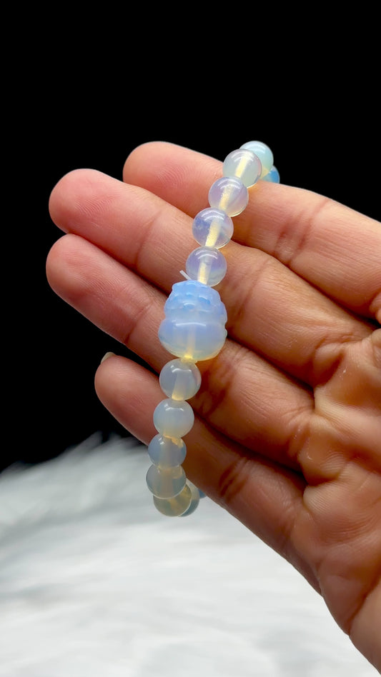 White Opal Crystal Pixiu Bracelet - Healing Energy Infused