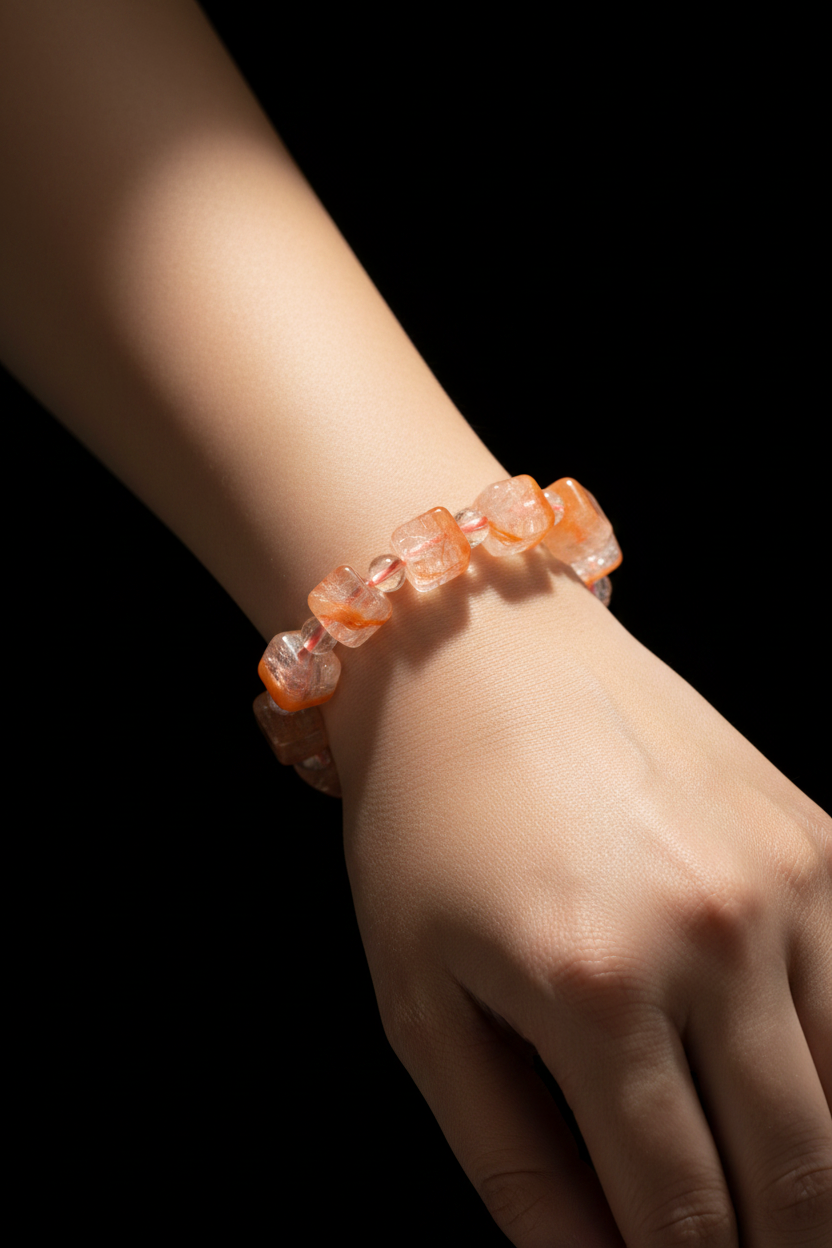 Red Rabbit Hair Quartz - Dark Worn