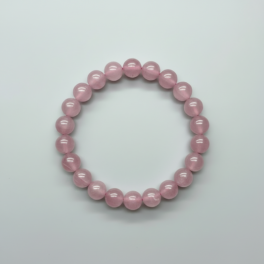 Natural Rose Quartz Crystal Bracelet | 9mm Bead Bracelet | Stretchable Gemstone Bracelet | Love & Healing Crystal Jewelry