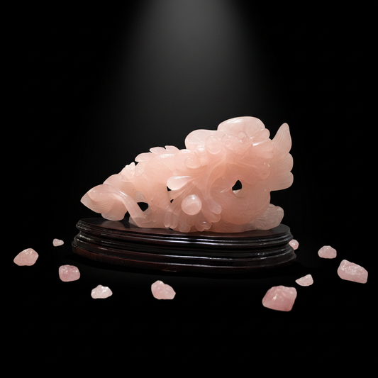 Rose Quartz Dragon Black BG Glow