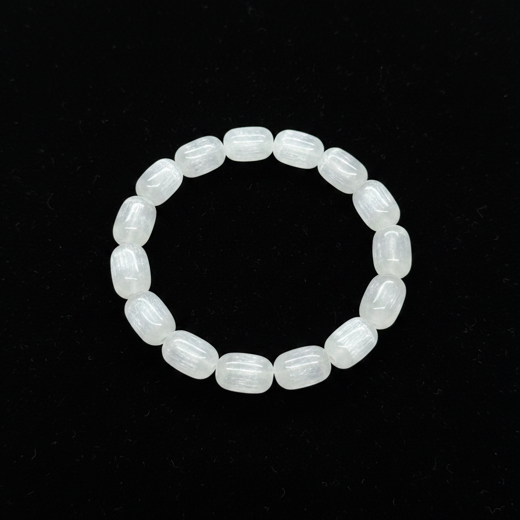 Selenite Bracelet - Black Velvet