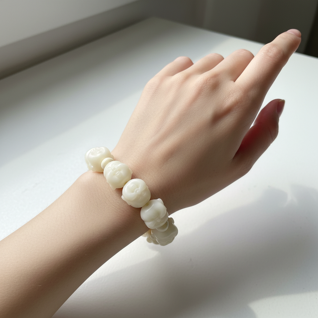 White Bodhi Buddha Bracelet Lifestyle