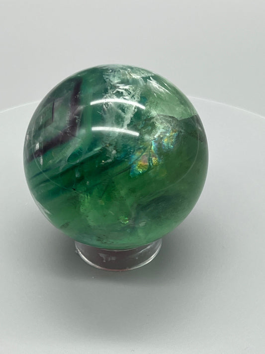 Large Rainbow Fluorite Sphere |  Rainbow Fluorite Crystal Sphere | Fluorite Crystal Ball