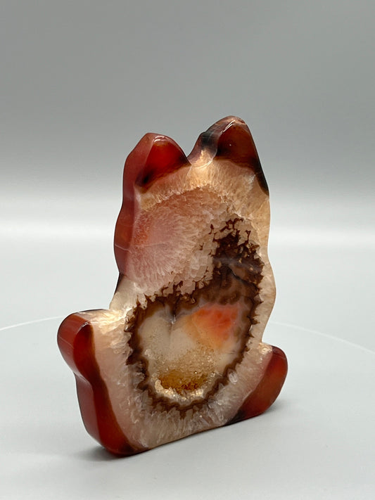 Carnelian druzy cat carving - Self Standing