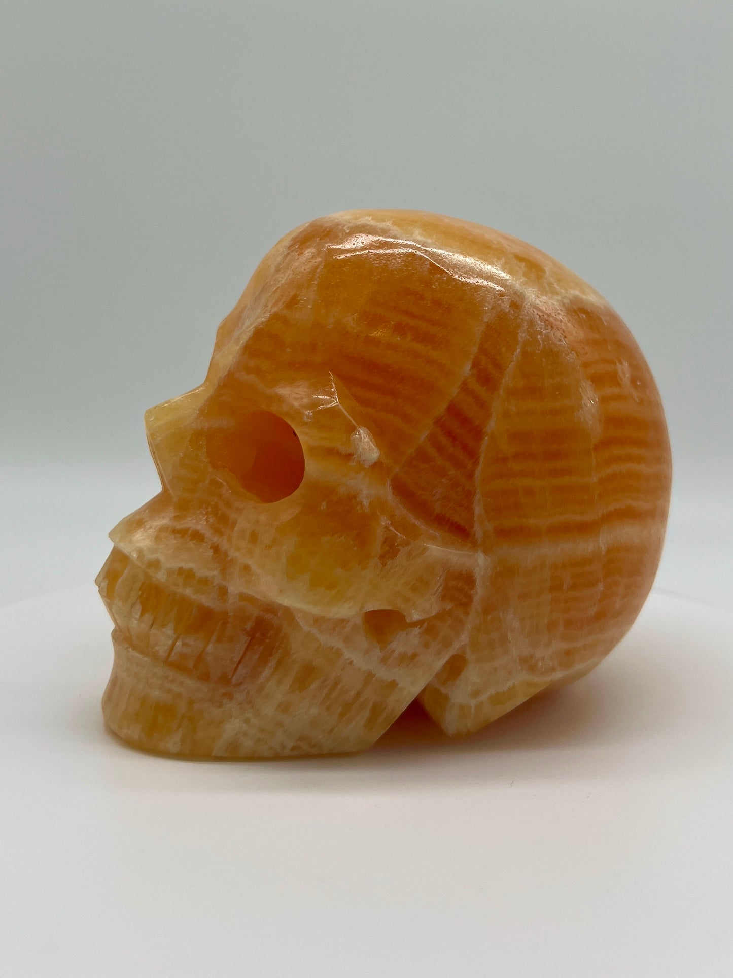 Yellow Calcite Skull | Orange Calcite Skull - 4 inches tall