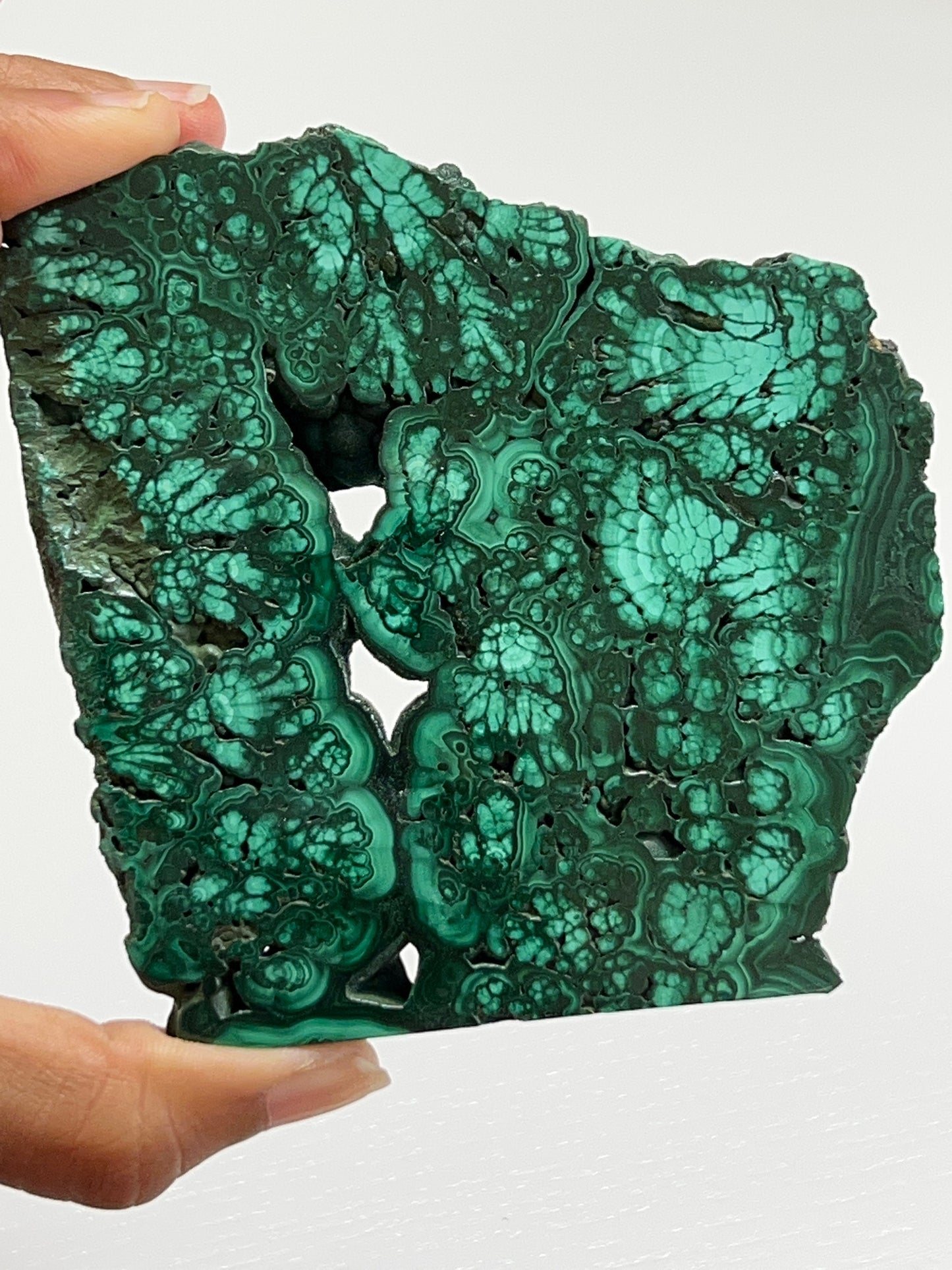 Malachite Slab with Shiny druzy pocket.