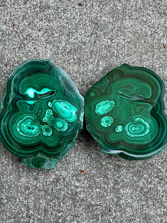 Malachite Freeform Slab Pair | Malachite slab pair