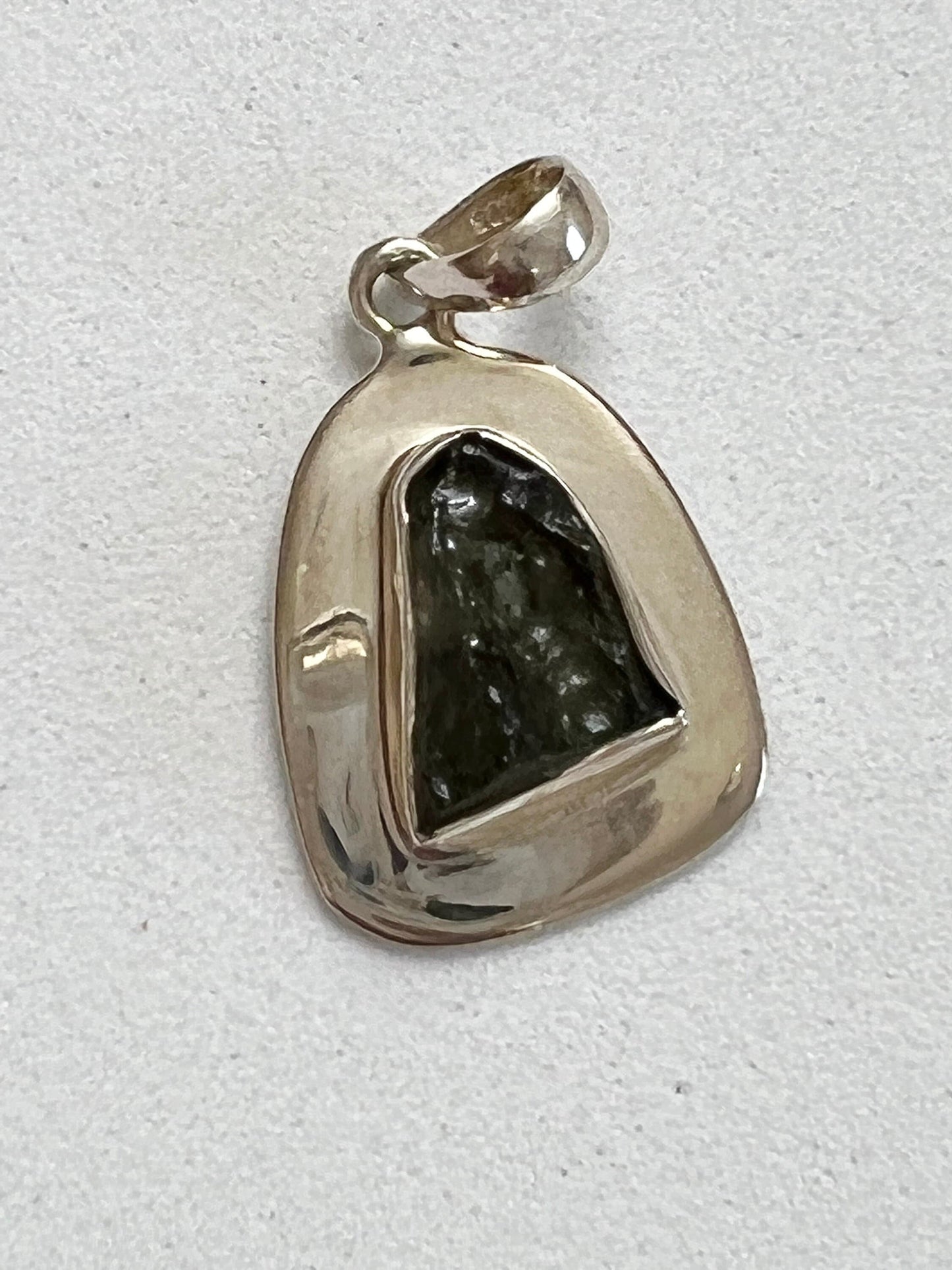 Real Moldavite pendant, moldavite silver pendant, raw moldavite pendant - 3.63 grams