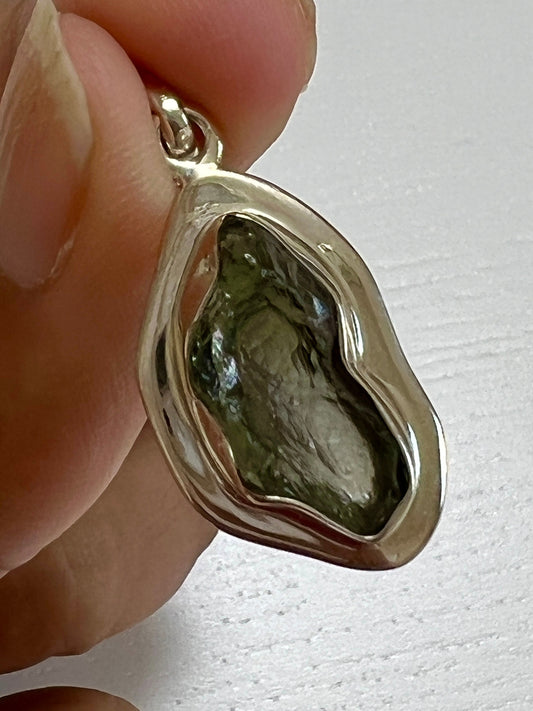 Genuine Moldavite Pendants in sterling silver - 3.38 grams