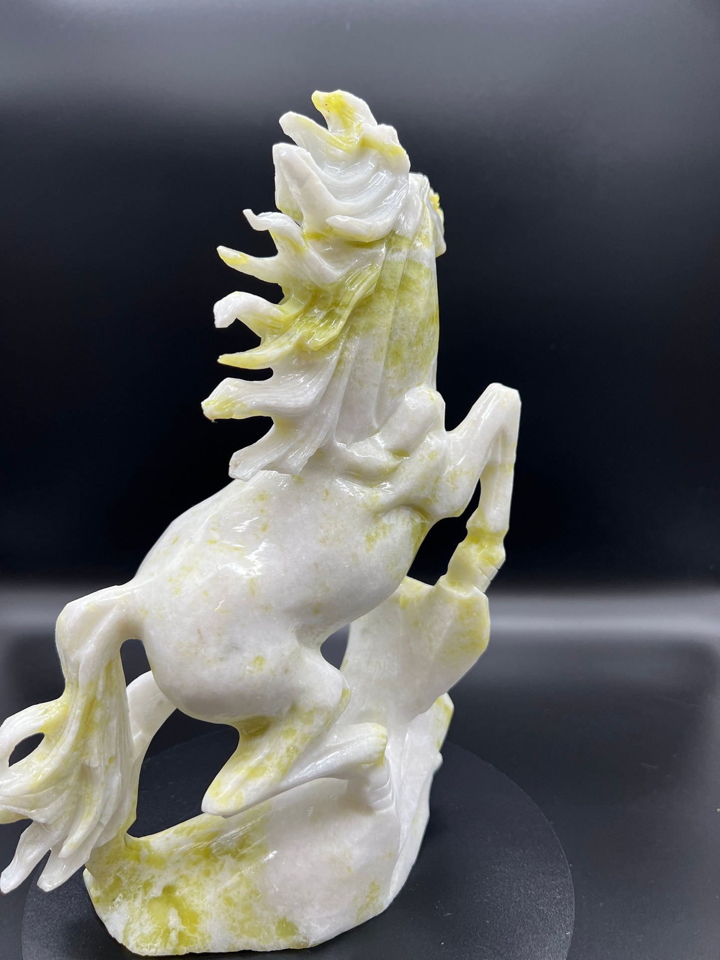 Large Hand Carved Lantian Jade Horse Carving, Unique Jade Carved Stallion, lucky jade horse carving