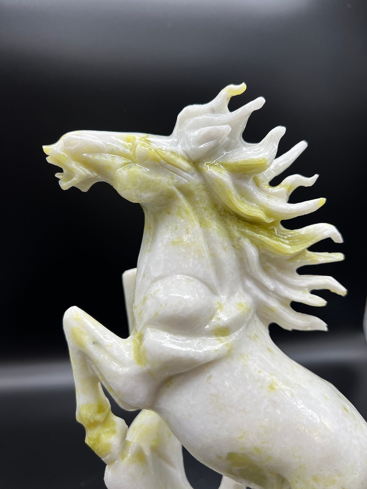 Large Hand Carved Lantian Jade Horse Carving, Unique Jade Carved Stallion, lucky jade horse carving