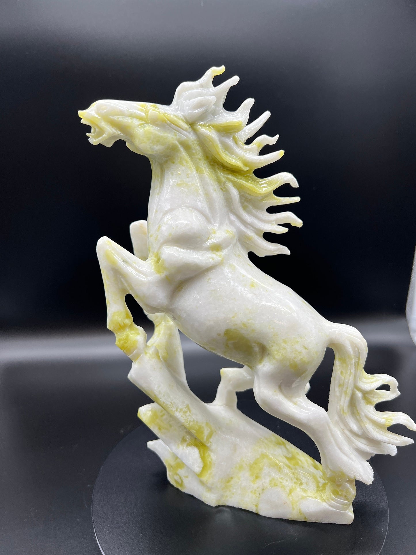 Large Hand Carved Lantian Jade Horse Carving, Unique Jade Carved Stallion, lucky jade horse carving