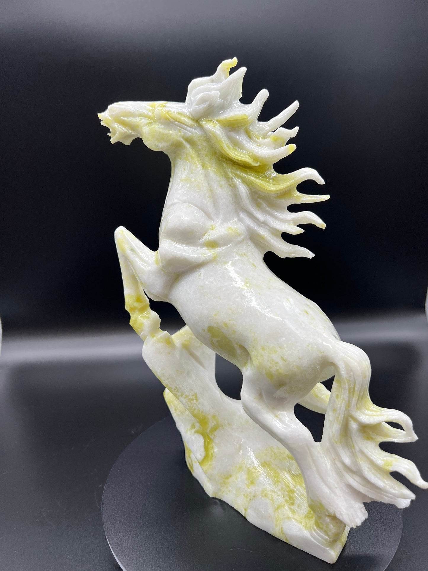 Large Hand Carved Lantian Jade Horse Carving, Unique Jade Carved Stallion, lucky jade horse carving