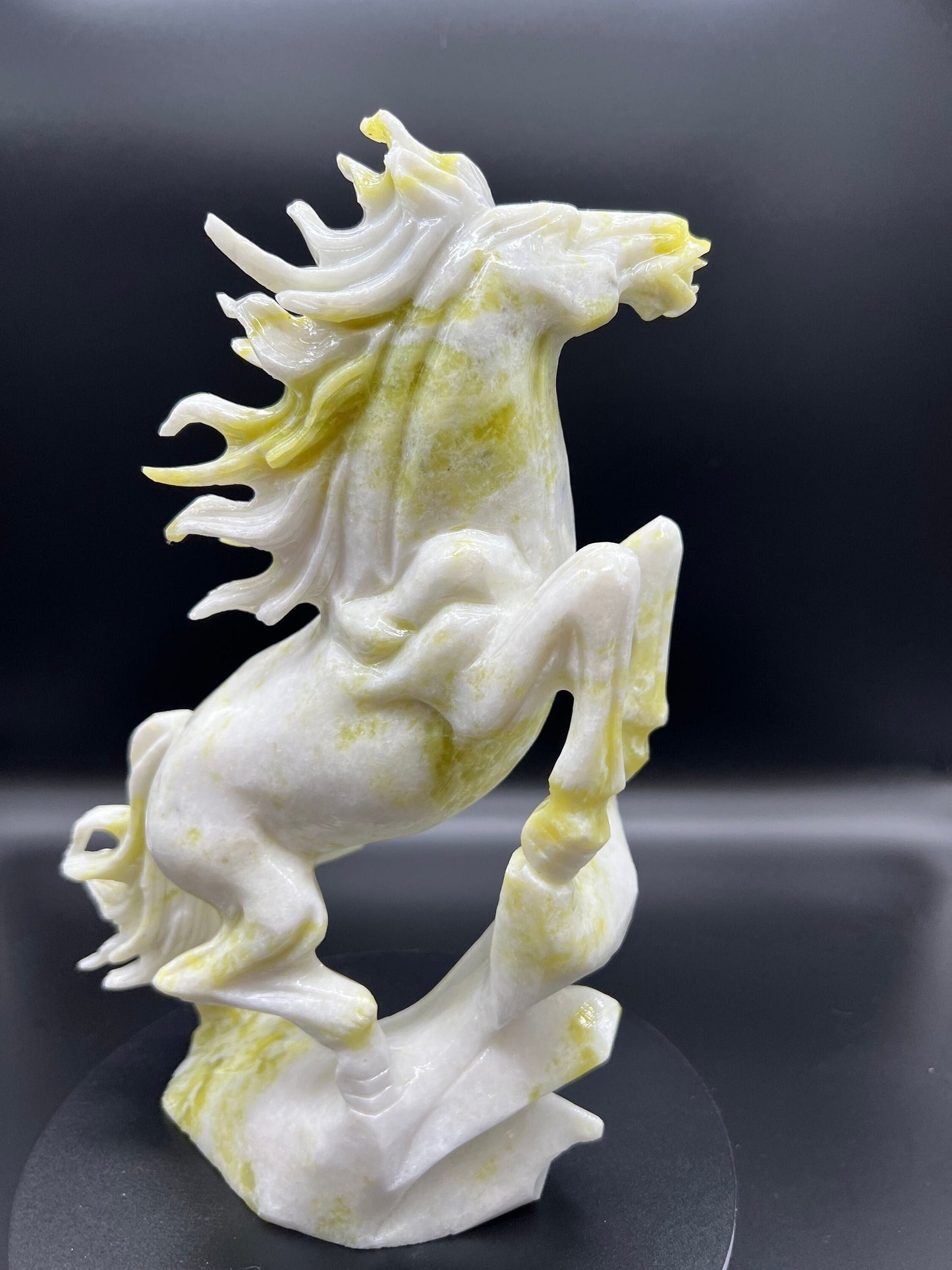 Large Hand Carved Lantian Jade Horse Carving, Unique Jade Carved Stallion, lucky jade horse carving